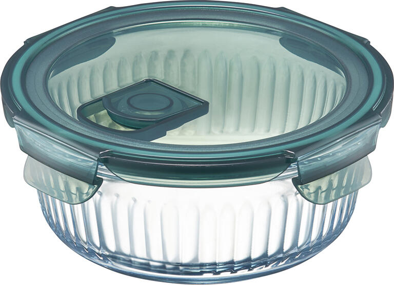 Ambition, Round Borosilicate Glass Container With Lid, Rillet, 950 Ml, Glass