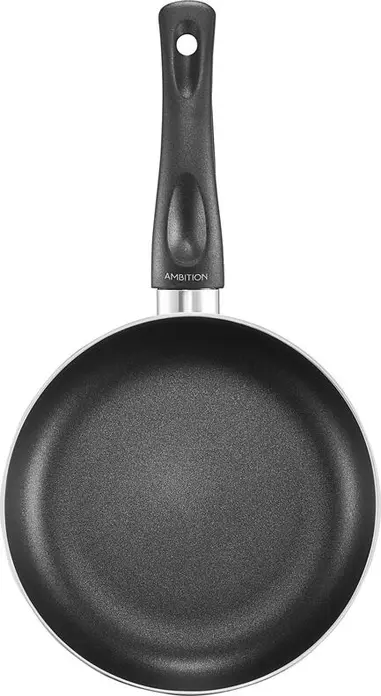 Ambition Noxo Non-Stick Aluminium Frying Pan 24 cm with Qualum Basic Coating, Induction Compatible, Oven Safe to 180°C, Dishwasher Safe, Black