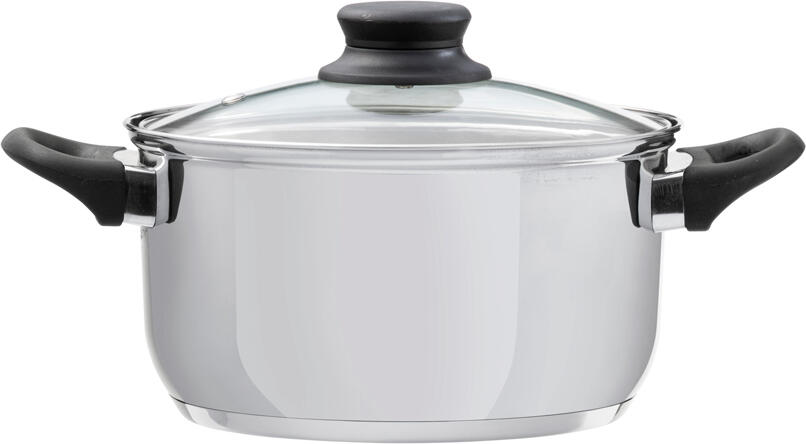 Domotti, Pot With Lid, Lima, 22 Cm, 4.7 L Stainless Steel, Tempered Glass