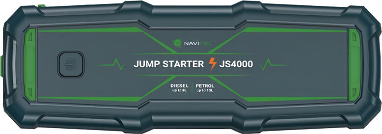 Пусковое устройство Navitel JS4000 24000мАч 4000А пиковый ток бустер аккумулятора 12В для бензиновых до 10л и дизельных до 8л с USB Fast Charge и LED