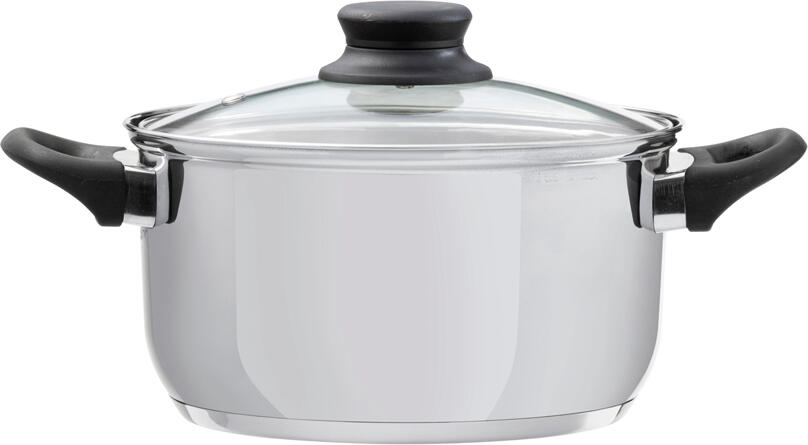 Domotti, Pot With Lid, Lima, 20 Cm, 3.6 L Stainless Steel, Tempered Glass