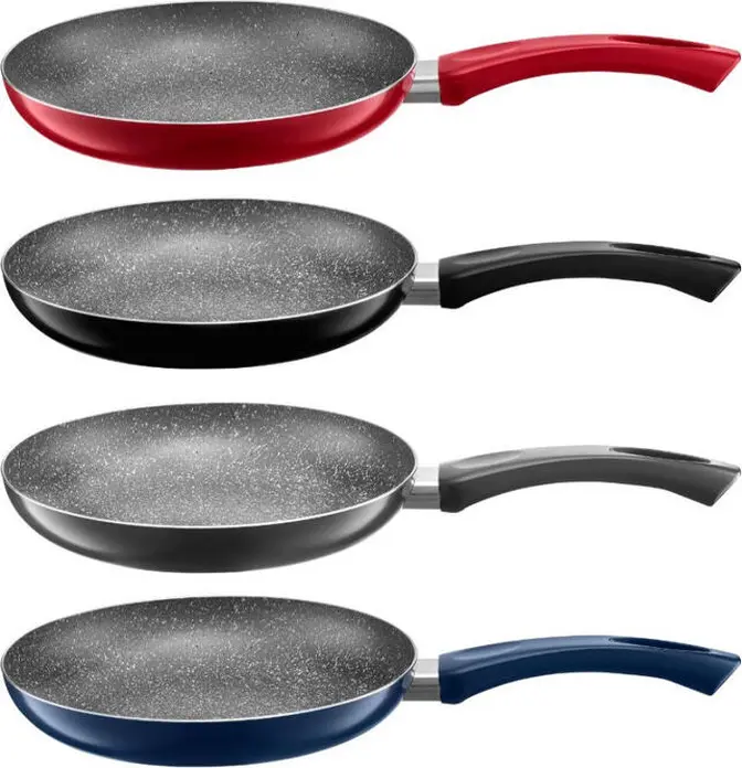 Domotti Margaret Universal Frying Pan 22 cm, Aluminium with Qualum Basic Stone Edition Non-Stick Coating, Induction Compatible, Plastic Handle