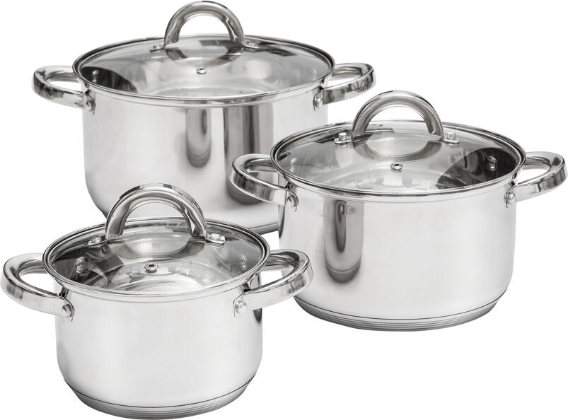 Ambition, Cookware Set 6 Pcs With Lid, Berry, Stainless Steel, Tempered Glass