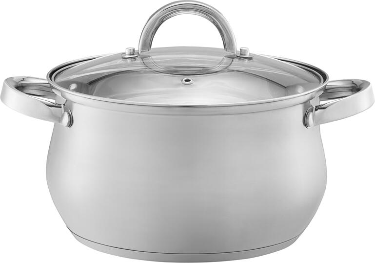 Domotti, Pot With Glass Lid, Domingo, 20 Cm, 4 L, Stainless Steel