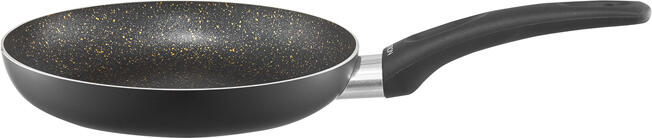 Ambition Oro Qualum Basic Stone Coating Frying Pan, 24 cm, Non-Stick Aluminium, Induction Compatible, Oven Safe to 180C, Black with Gold Particles