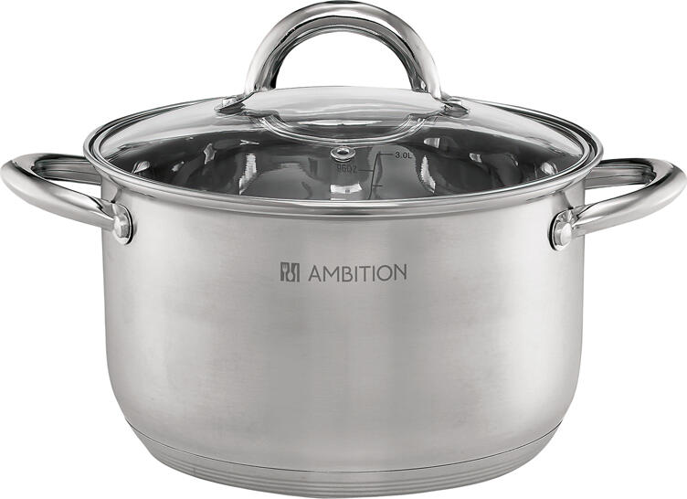 Ambition, Pot With Glass Lid, Solar, 22 Cm, Stainless Steel