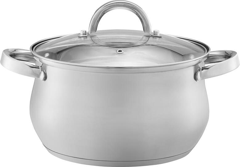 Domotti, Pot With Glass Lid, Domingo, 22 Cm, 5.3 L, Stainless Steel, Tempered Glass
