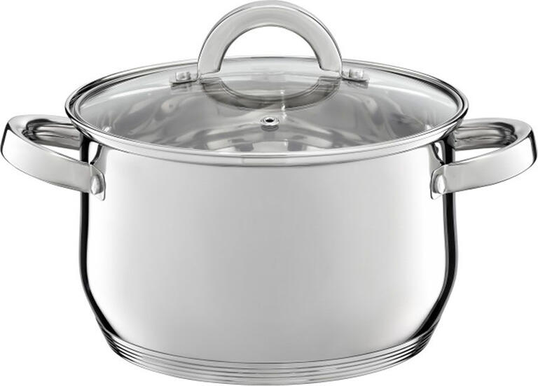 Ambition, Pot With Glass Lid, Berry, 20 Cm, 3.5 L Stainless Steel, Tempered Glass