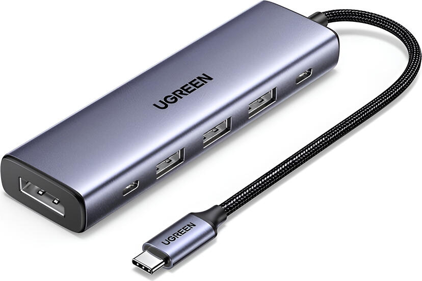 UGREEN HUB 5in1 Type-C to DP 1. 4K@60Hz + 3*USB 3.0 + USB Type-C + PD 100W | CM511, Gray