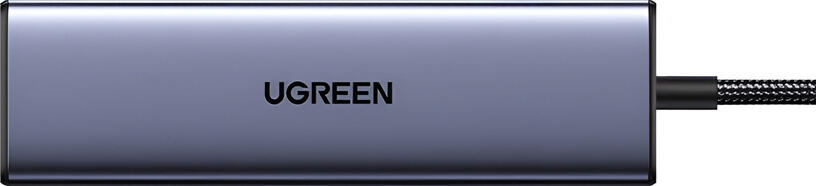 Hub USB-C UGREEN CM511 5-in-1 cu DisplayPort 1.4 4K@60Hz, 3x USB-A 3.0 5Gbps, Power Delivery 100W, Carcasă din Aluminiu, Cablu împletit din Nailon