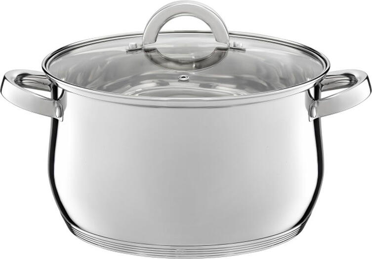 Ambition, Pot With Glass Lid, Berry, 22 Cm, 4.8 L Stainless Steel, Tempered Glass