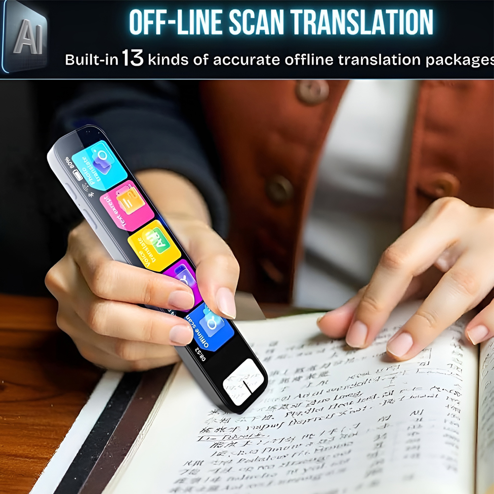 S08B Translation Pen, 3.93-inch HD Touchscreen, Quad-core ARM 1.6GHz, 1GB RAM, 8GB Storage, 134 Languages Voice Translation, Scan-to-Translate, White