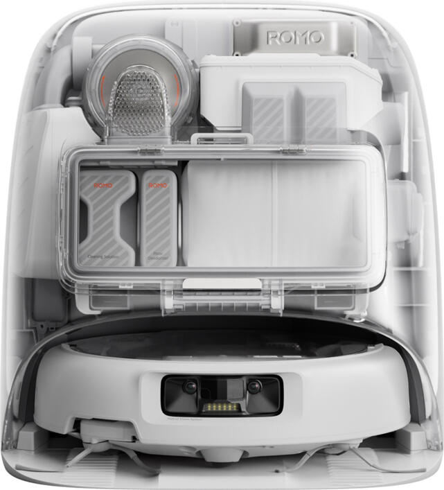 DJI ROMO P Robot Vacuum and Mop with 25,000 Pa Suction, LiDAR, Self-Cleaning Base Station, Auto Mop Lift, and Robotic Arm, White