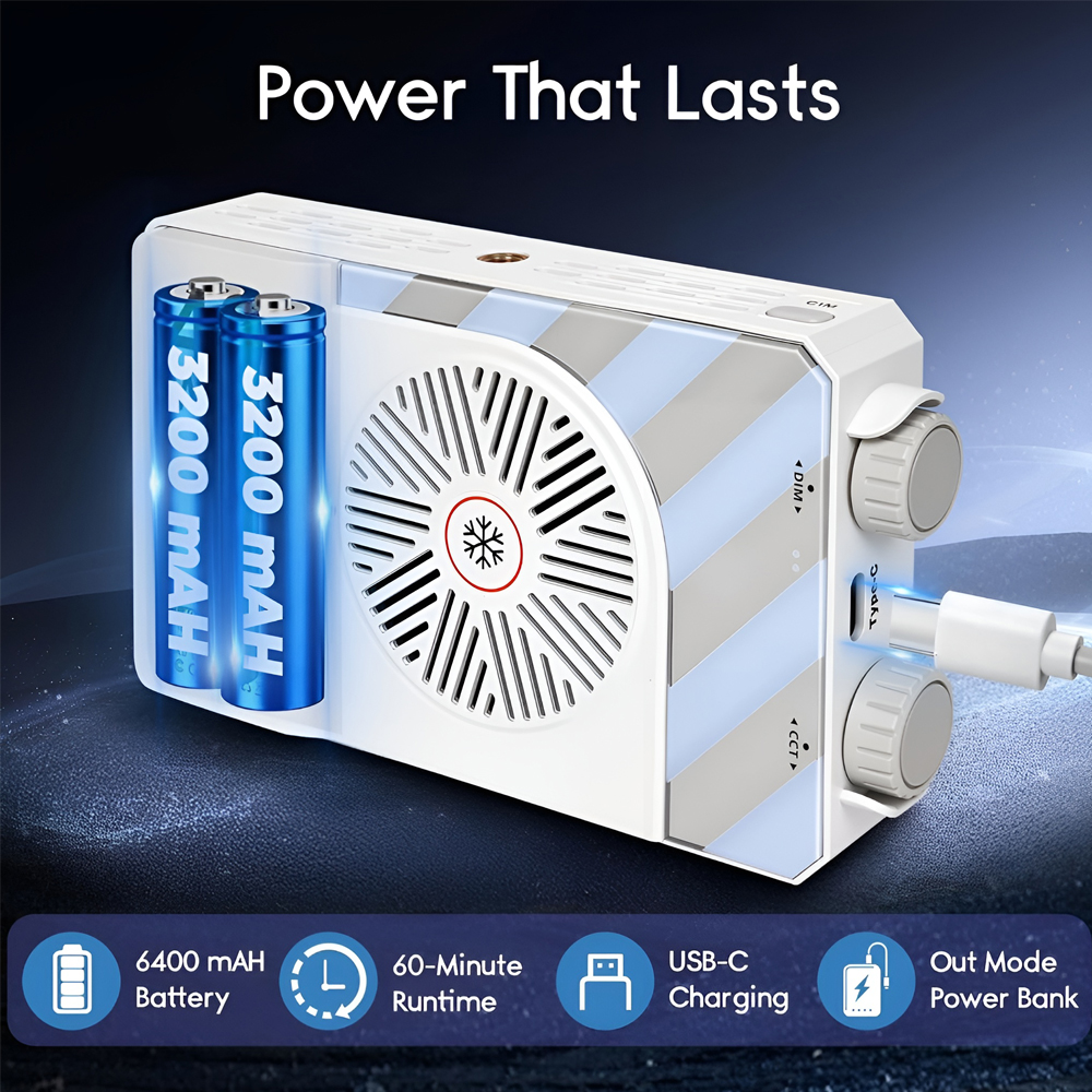Ulanzi LM-P40 Bi Bi-Color LED Video Light, 40W, 2500K-9000K, 6400mAh Battery, 14000 Lux, CRI 95+, USB-C Charging, Power Bank Function, with Diffuser