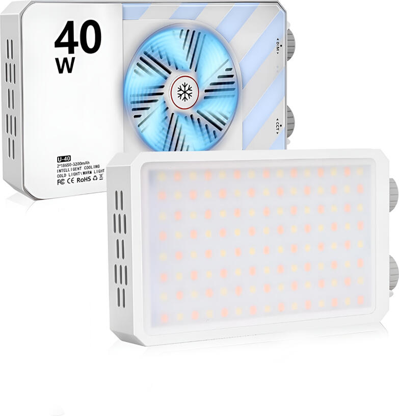 NO Brand Portable LED Video Light 40W, Bi-Color (2500K-9000K), Rechargeable Battery, White
