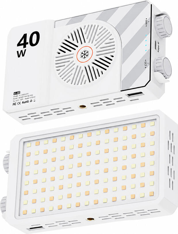 Ulanzi LM-P40 Bi Bi-Color LED Video Light, 40W, 2500K-9000K, 6400mAh Battery, 14000 Lux, CRI 95+, USB-C Charging, Power Bank Function, with Diffuser