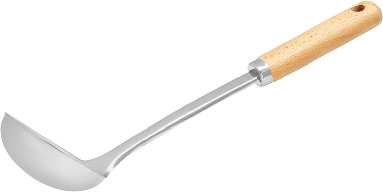 Polonic Ambition Natural din Otel Inoxidabil cu Manere Ergonomice din Lemn de Fagus, Argintiu/Natural, 29.8 x 9.3 x 5 cm