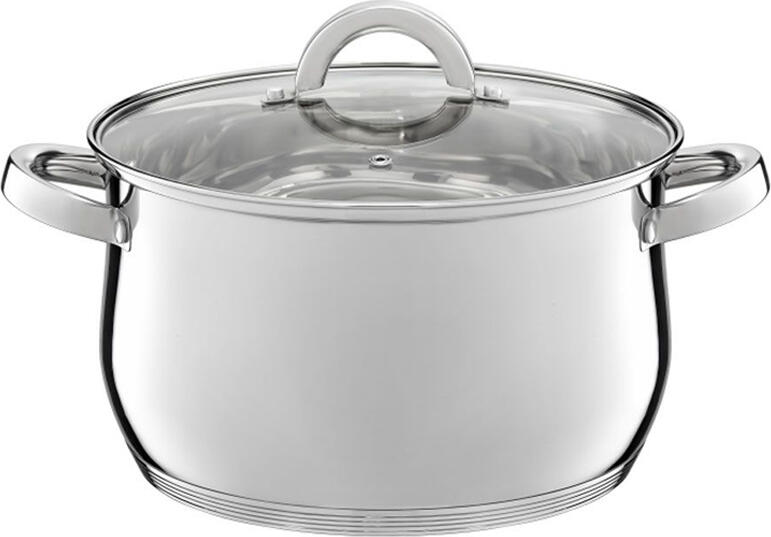 Ambition, Pot With Glass Lid, Berry, 24 Cm, 8.5 L Stainless Steel, Tempered Glass