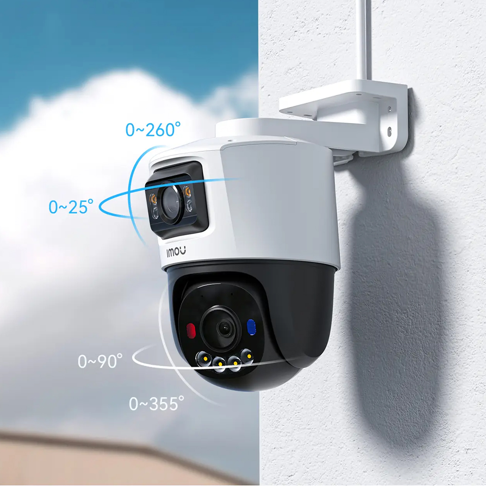 Imou PS7FP IPC-PS7FP-5M0 Outdoor Dual-Lens 3K Smart Full-Color PoE Camera, Dual 5MP Sensors, Pan-Tilt, Human/Vehicle Detection, Two-Way Talk, White