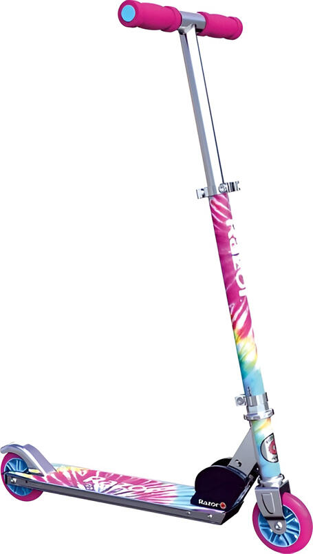 Razor A Special Edition Tie-Dye Folding Scooter, Aluminium Frame, Height-Adjustable Handlebars, Urethane Wheels, Rear Fender Brake, Max Load 65kg