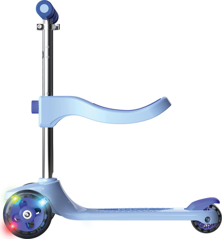 Razor Rollie DLX 2-in-1 Convertible Scooter for Kids 30 Months to 4 Years, LED Light-up Wheels and Deck, Detachable Seat, Tilt-to-Turn Steering