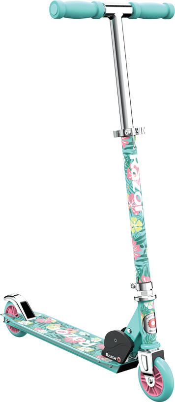 Razor A Paradise Kids' Kick Scooter, Aluminum Folding Frame, Height-Adjustable Handlebars, Urethane Wheels, Max Load 65 kg, Teal Floral