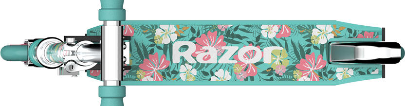 Razor A Paradise Kids' Kick Scooter, Aluminum Folding Frame, Height-Adjustable Handlebars, Urethane Wheels, Max Load 65 kg, Teal Floral
