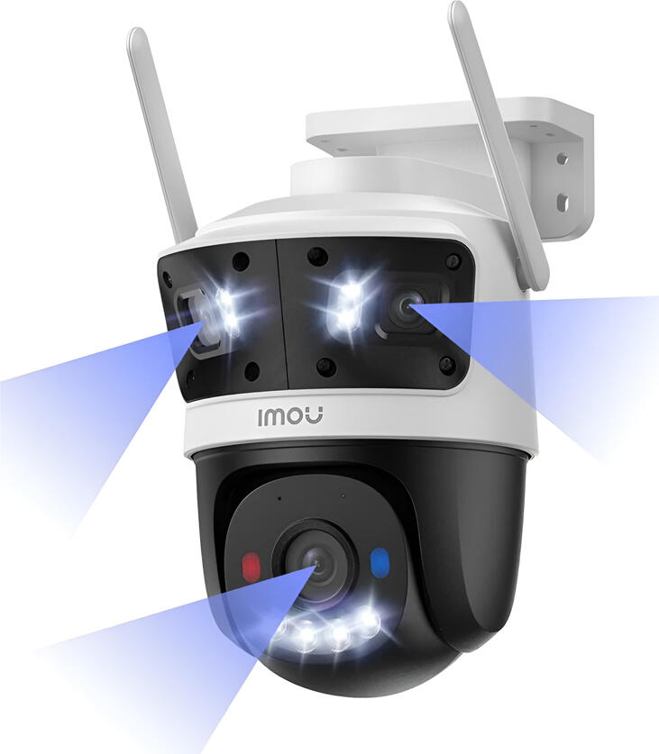 Imou Cruiser Triple IPC-S7UP-11M0WED Security Camera, 3 Lenses (2x3MP + 5MP PT), Wi-Fi 6, Pan/Tilt, Dual Night Vision, Two-Way Audio, White