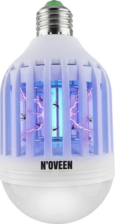 NOVEEN IKN804 2-in-1 LED Bulb and Insect Killer Lamp, 8W, E27 Socket, 40m2 Coverage, Chemical-Free Electric Fly Zapper, White