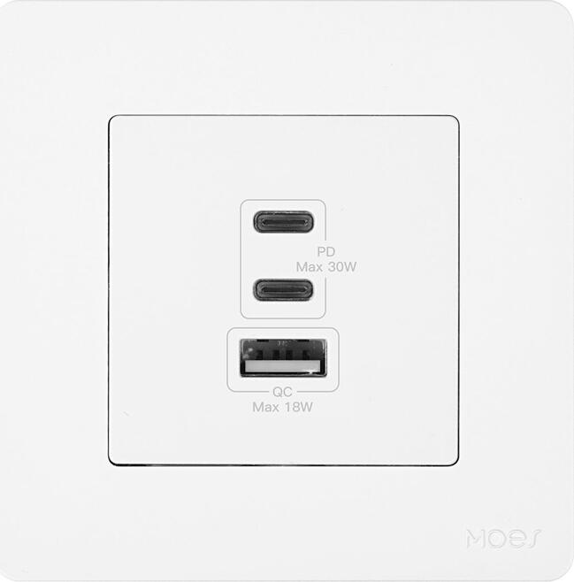 Moes Star Ring Socket 30W GAN 3 Ports (2*Type C+1*USB-A), White