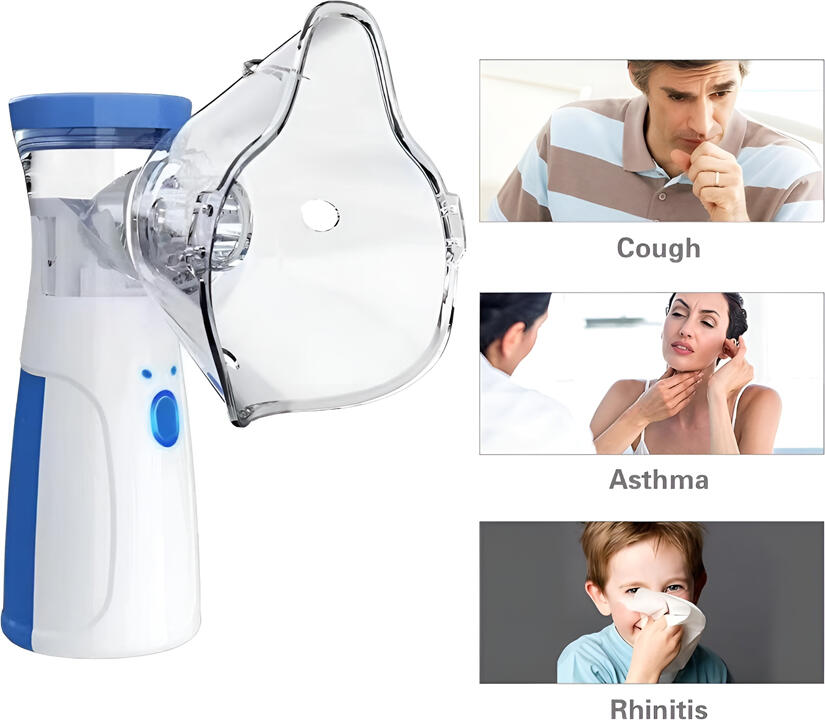 Portable Mesh Nebulizer W302 Ultrasonic Inhaler for Adults and Children, Silent 20.5dB, 0.8ml Cup, 5 Micron Particle Size, Battery Powered, White ABS