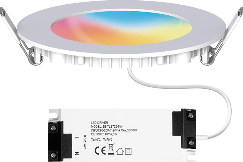 Moes ZigBee LED Downlight Spot 1800K-6500K RCB+C+W, 420lm, Beam Angle 120°, 6W