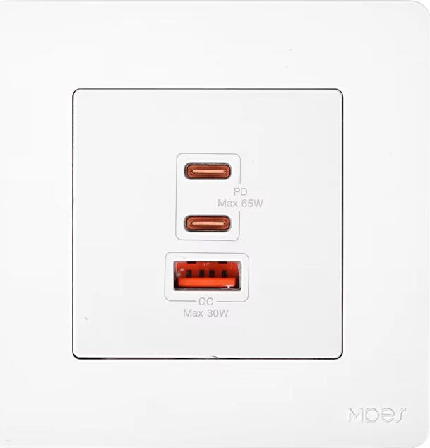 Incarcator de perete Moes Star Ring 65W GaN TK-SR-EU-2C1A-65, Alb, 3 Porturi Fast Charge cu 2x USB-C PD 3.0 si 1x USB-A, Suport PPS QC3.0, Protectie Multipla