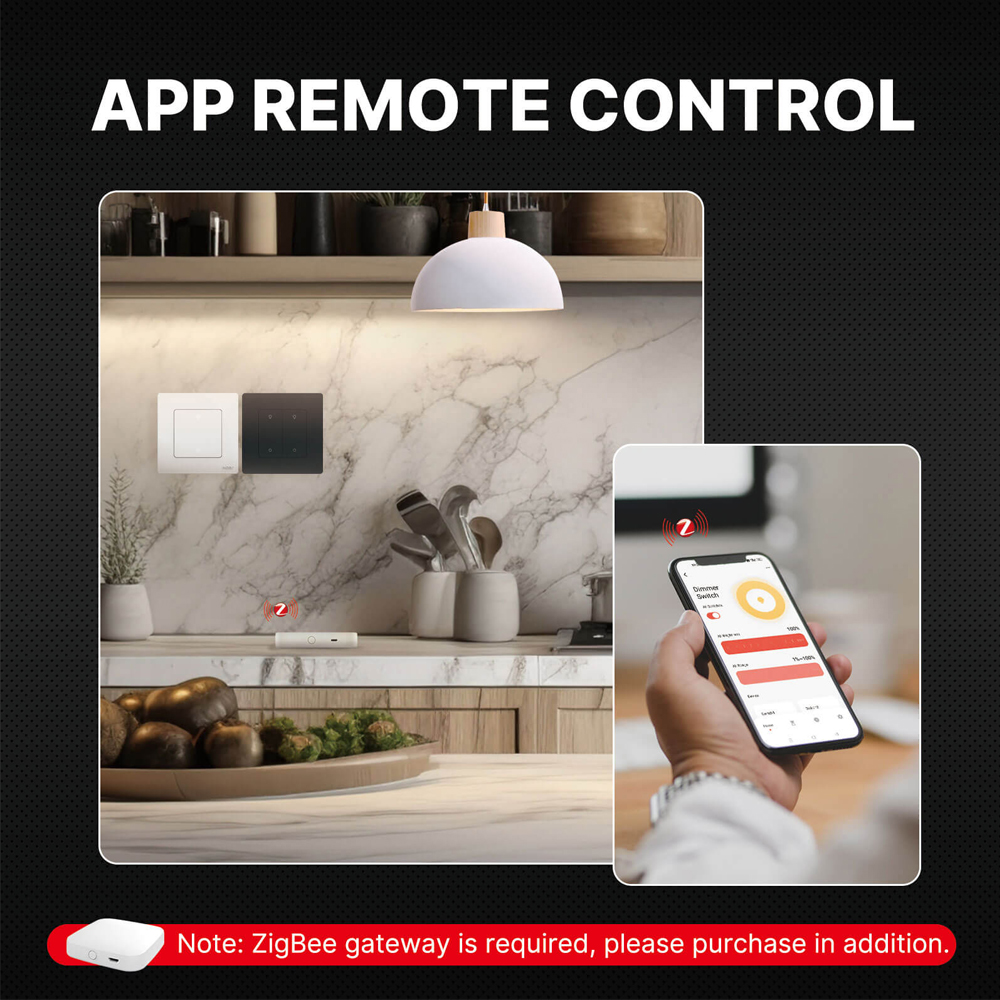 Intrerupator intel Moes Star Ring Zigbee 3.0 cu Dimare, 1 Canal Control Tactil, Necesar Fir Neutru, App Tuya Smart Life, Control Vocal Alexa Google Home