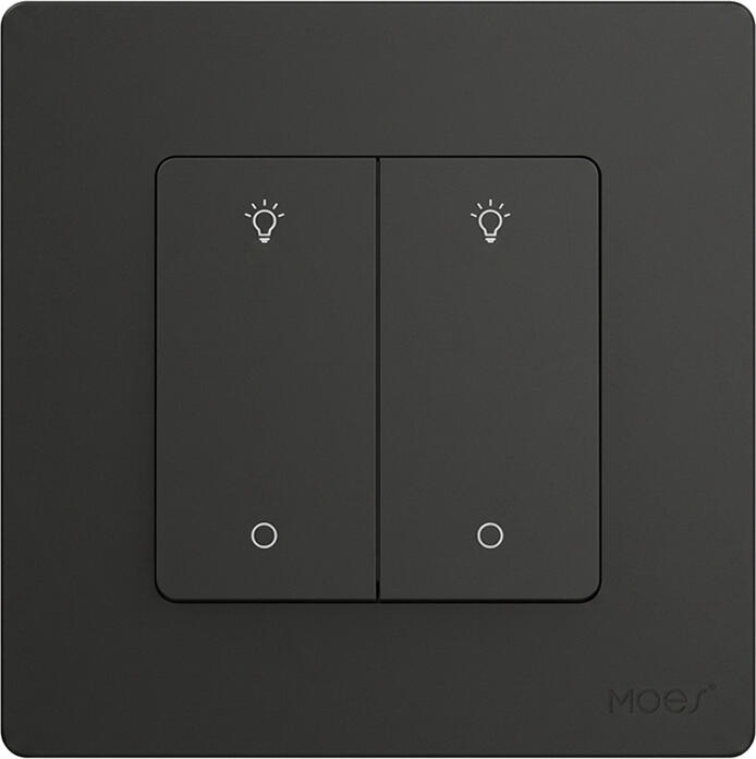 Moes Star Ring Zigbee 3.0 Smart Dimmer Switch, 2-Gang Touch Light Controller, Neutral Required, Tuya App & Voice Control, Grey
