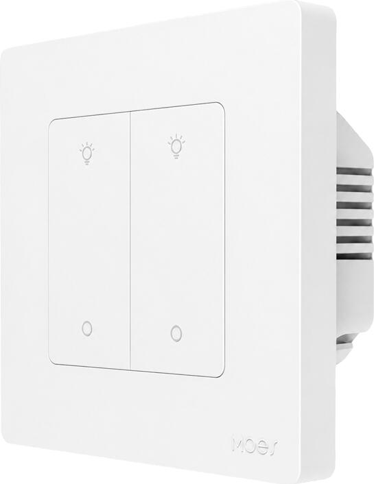 Moes Star Ring Zigbee 3.0 Smart Dimmer Switch, 2-Gang Touch Control, Neutral Required, Tuya App & Voice Control, Alexa & Google Home Compatible, White