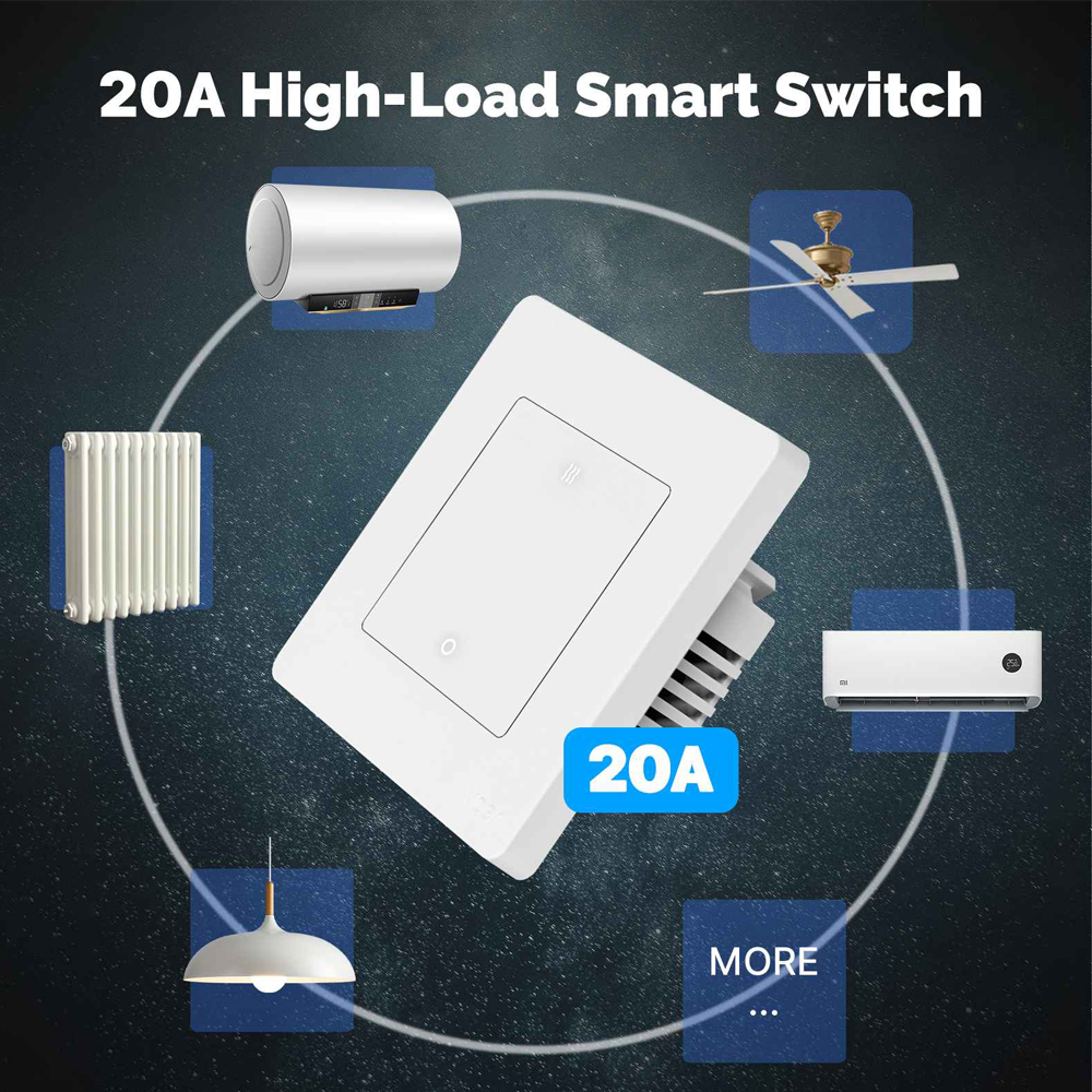 Intrerupator Smart Moes Zigbee Star Ring 20A Alb pentru Consum Ridicat cu Monitorizare Consum Electric kWh Necesar Fir Neutru pentru Calorifere si AC