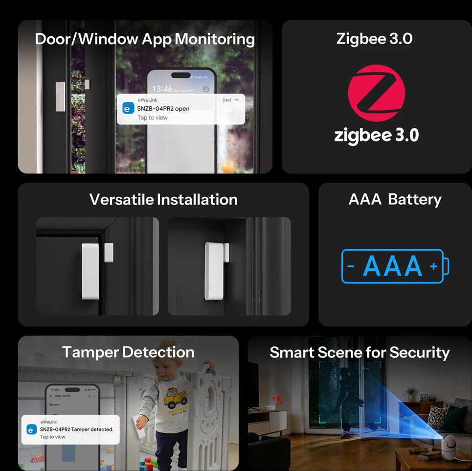 Sonoff SNZB-04PR2 SenseGuard DW Gen2 Zigbee 3.0 Smart Door and Window Sensor, Anti-Tamper Detection, Polycarbonate Casing, Works with Apple Home Matter