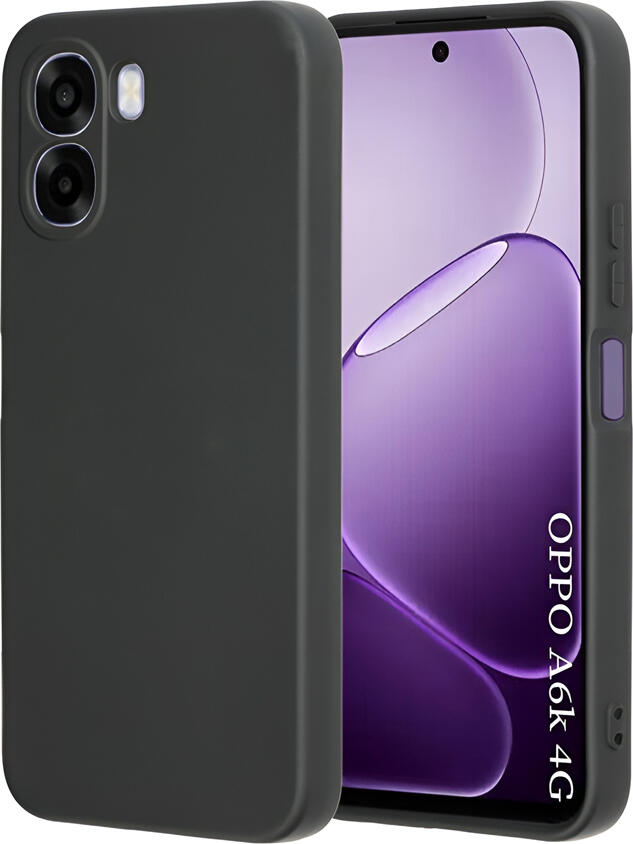 WOO Case for OPPO A6K 4G, Hybrid Liquid Silicone Shockproof Soft TPU Protective Cover, Black, Anti-slip, Dust-resistant, Scratch-resistant Case