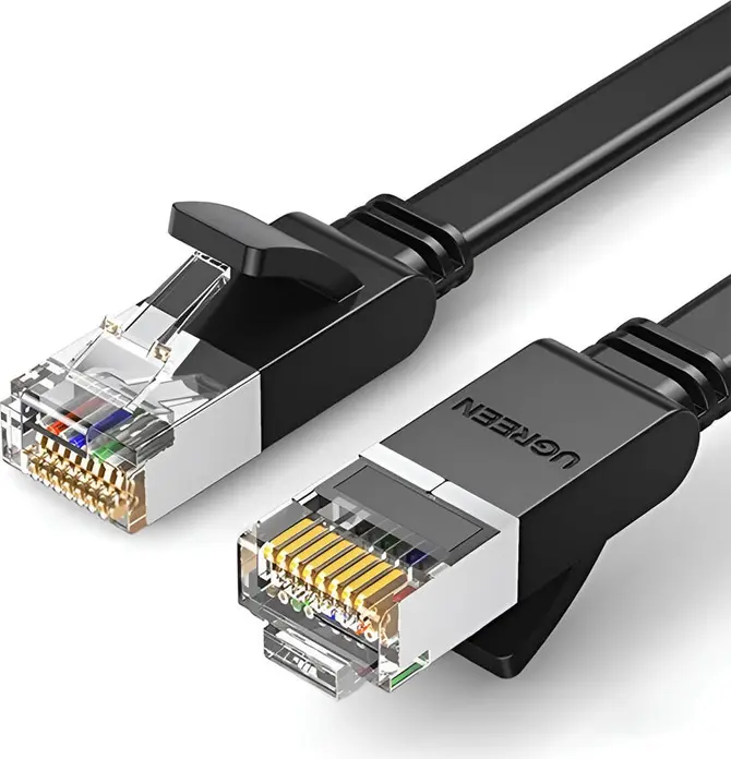 UGREEN 50181 Cat6 Flat Ethernet Cable, 20m RJ45 U/UTP Network Cable, 10Gbps 500MHz High Speed Gigabit LAN Cable for PC, Router, Gaming Consoles, Black