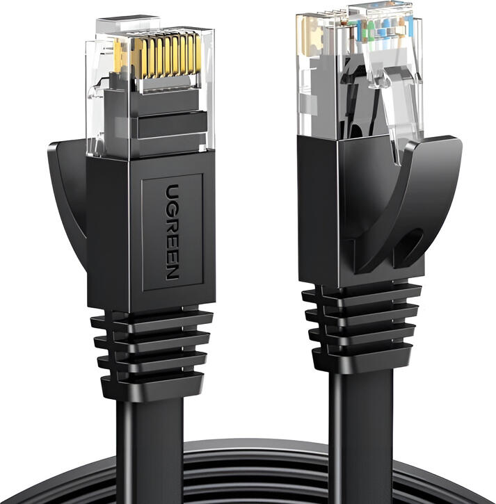 UGREEN 50181 Cat6 Flat Ethernet Cable, 20m RJ45 U/UTP Network Cable, 10Gbps 500MHz High Speed Gigabit LAN Cable for PC, Router, Gaming Consoles, Black