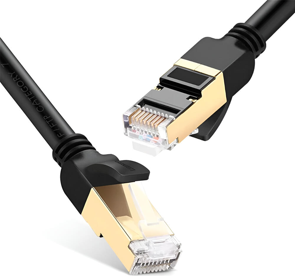 UGREEN NW149 Cat7 Ethernet Cable 2m, 10Gbps 600MHz F/FTP Shielded RJ45 Network Cable, 24K Gold Plated, Pure Copper 26AWG, Black