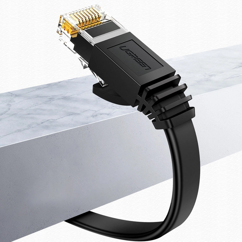 UGREEN Cat6 Flat Ethernet Cable 15m U/UTP RJ45 Gold-Plated Bare Copper Gigabit Network Cable 500MHz High Speed for PC Laptop Game Console