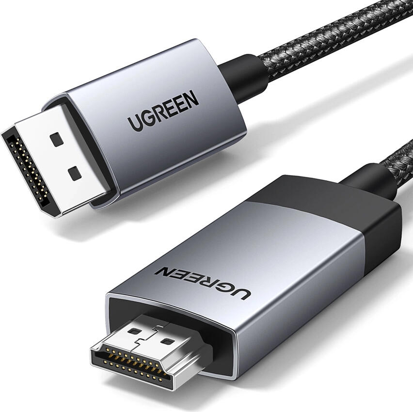 Cablu UGREEN DisplayPort la HDMI 4K@60Hz, Adaptor Activ Unidirectional DP 1.2 la HDMI, Nylon Impletit, 2m, HDR, 18Gbps, 15774 / DP119