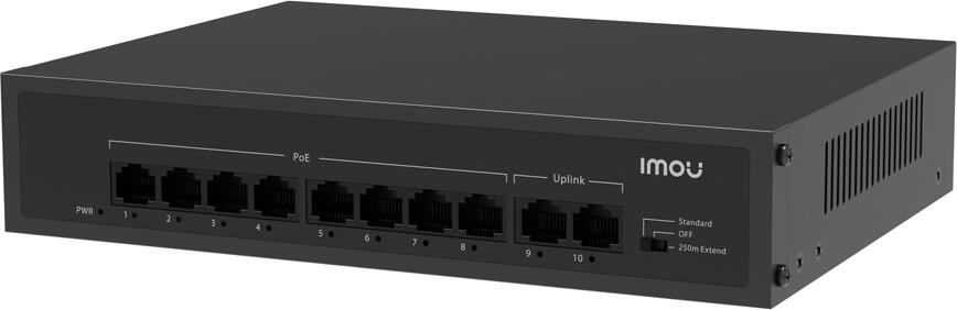 imou Switch 8 Ports PoE& 2 Ports Uplink 65W 250m SF110P, Black