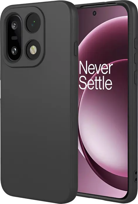 Чехол WOO Helmet из жидкого силикона для OnePlus 15, противоударный матовый противоскользящий защитный кейс с приподнятыми краями, черный