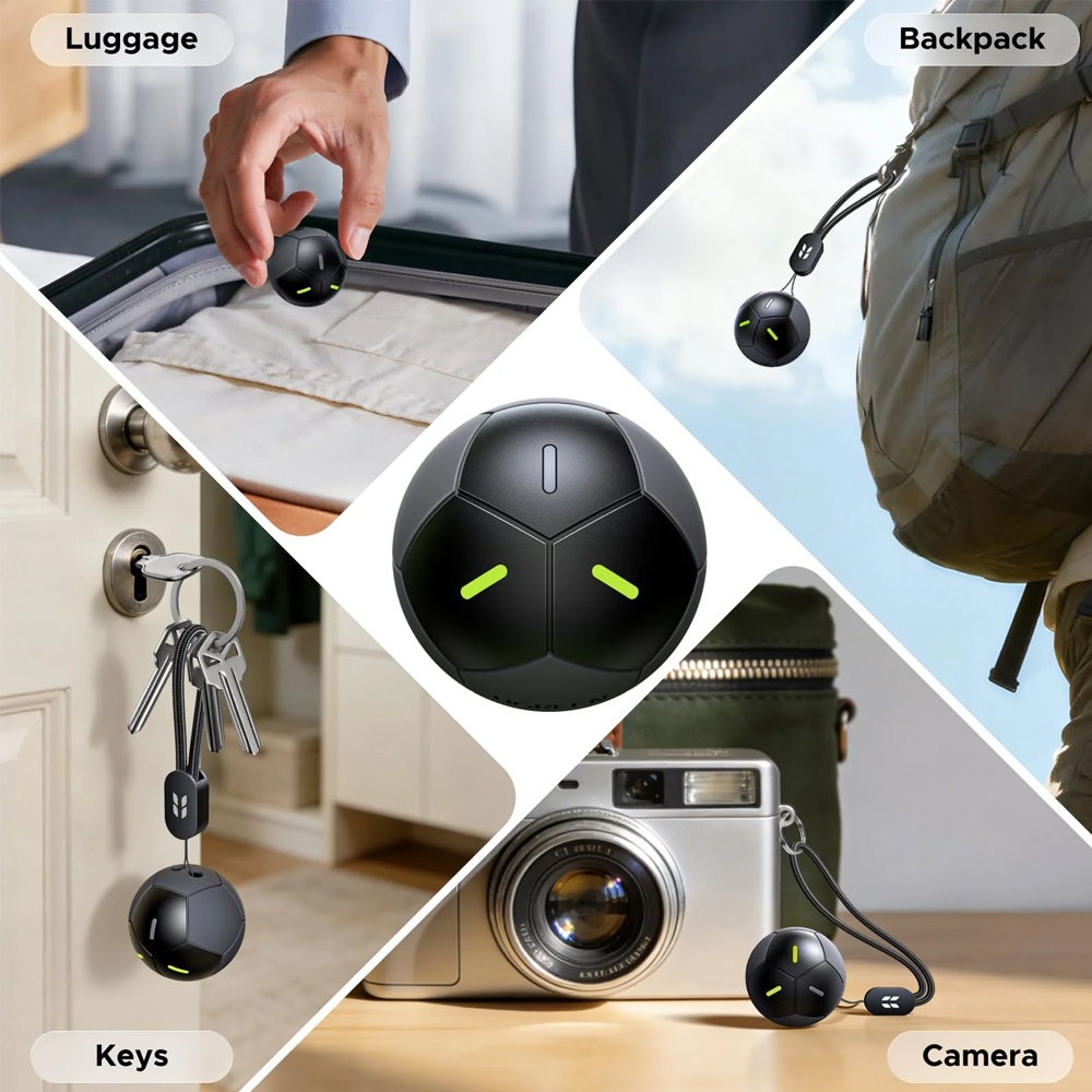 Tracker UGREEN FineTrack 2 FT309 Certificat Apple Find My, Impermeabil IP68, Alarma 110dB, Baterie 600mAh, Forma de Fotbal Luminos in Intuneric, iOS