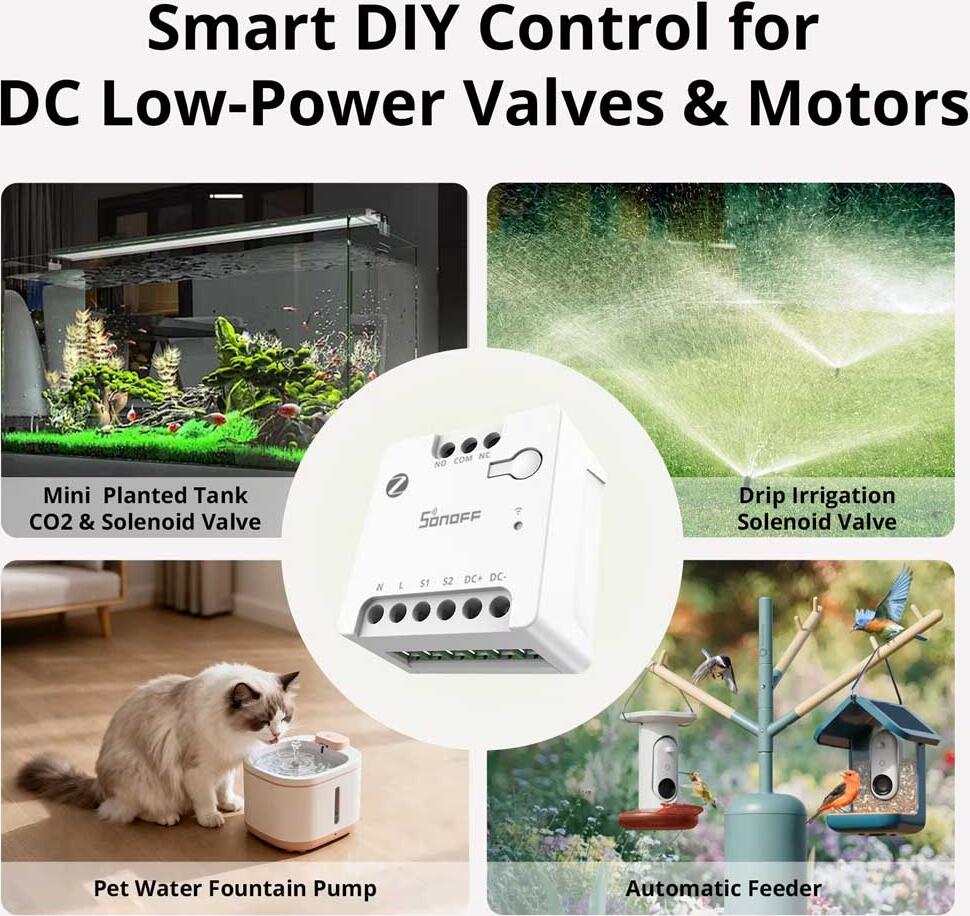 Intrerupator Inteligent Sonoff MINI-ZBD Zigbee 3.0 cu Contact Sec, Iesire Potential-Free NO/NC, 100-240V AC/12-48V DC, pentru Porti si Valve Solenoid