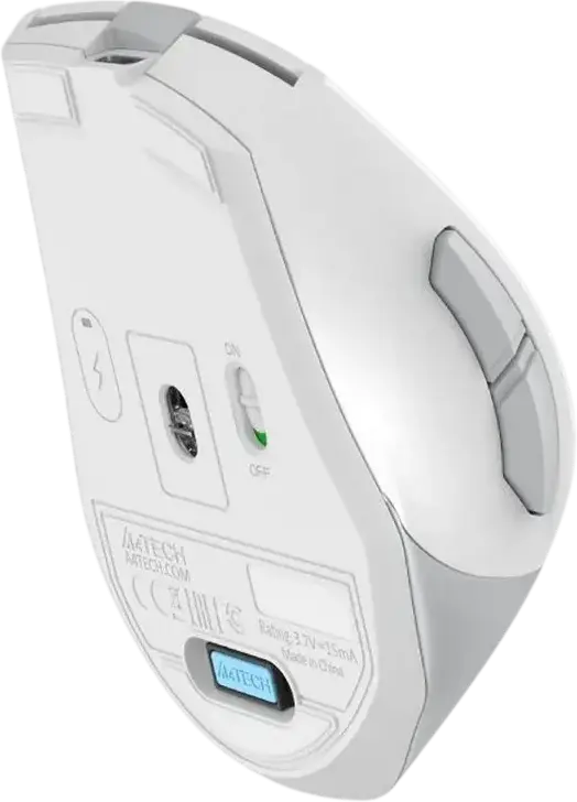 A4Tech Fstyler FG35CS Plus Wireless Mouse, White, 2.4 GHz, Silent Clicks, Adjustable DPI 1000-3200, Rechargeable Battery, USB-C Charging, 6 Buttons
