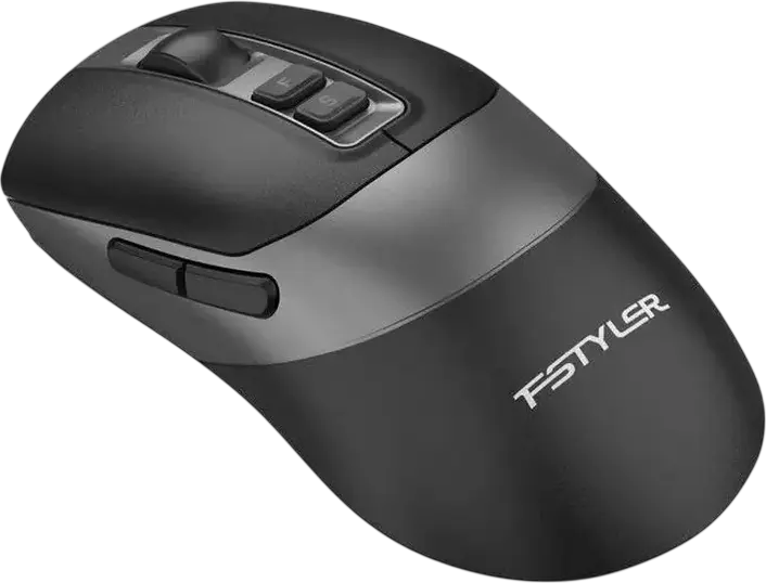 A4Tech FG50S Plus Fstyler Wireless Optical Mouse, 3200 DPI Adjustable, 7 Silent Buttons, 2.4 GHz USB Receiver, Symmetric Design, Black